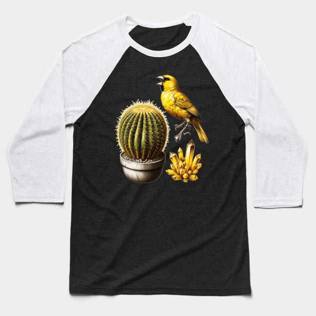 Desert Song: Cactus, Crystal, and Canary Baseball T-Shirt by encyclo